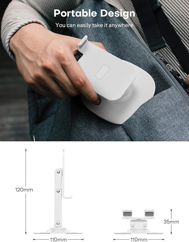 Cell Phone Stand for Desk, 2 Pack Adjustable Foldable Phone Holder, 360 Swivel Mobile Stand Fit for iPhone 16 15 14 13 12 Pro Max and All Smart Phones, Black & White