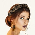 thumbnail image 4 of Diadema Elástica con estampado de leopardo para mujeres color café Unique Bargains, 4 of 7