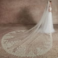 thumbnail image 2 of EllieWely 2 Tier Wedding Veil Cathedral Length 3.5 M(138 inch) Bling Sequin Lace Bridal Veil With Metal Comb L72 White, 2 of 5