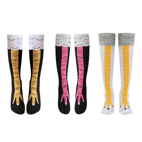 Women's Funny Chicken Legs Feet Knee Thigh High Socks Novelty Pattern Stockings Gifts