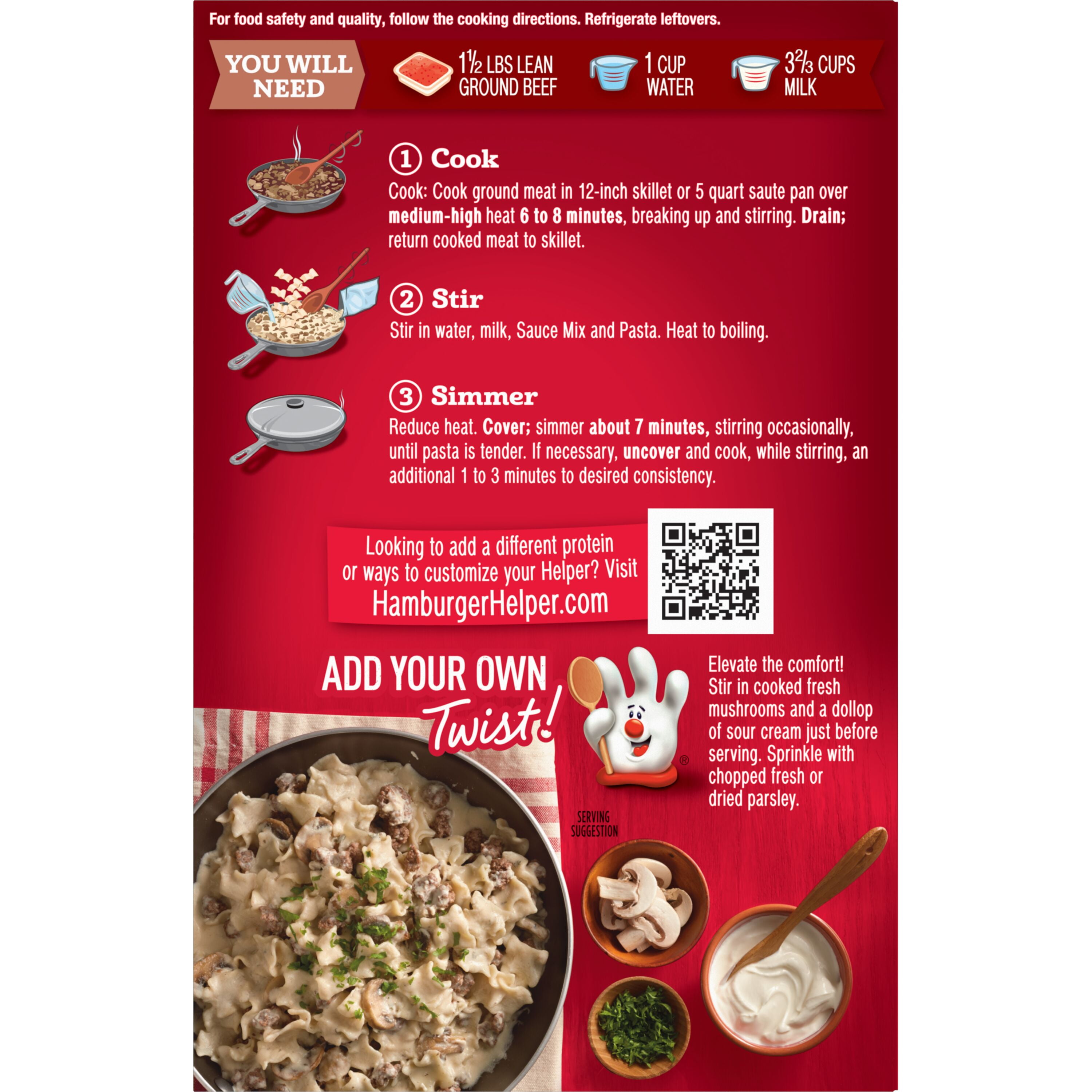 (6 pack) Hamburger Helper Pasta Stroganoff, 10.2 oz Value Size Box