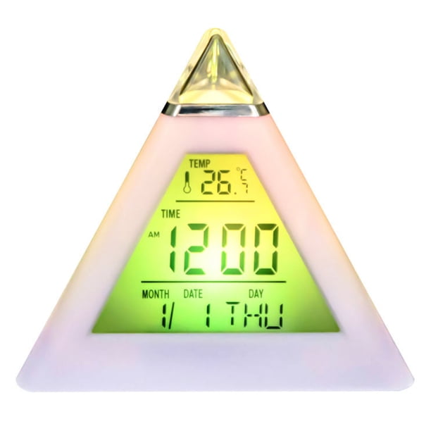 Reloj despertador digital eléctrico LED con cambio de color, a pilas, para dormitorio infantil y calendario.