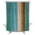 thumbnail image 2 of Teal Green Shower Curtain for Bathroom Decor, Brown Wood Grain Gradient Farmhouse Country Waterproof Fabric Shower Curtain, 60"x72" Set with 12 Hooks, 2 of 9
