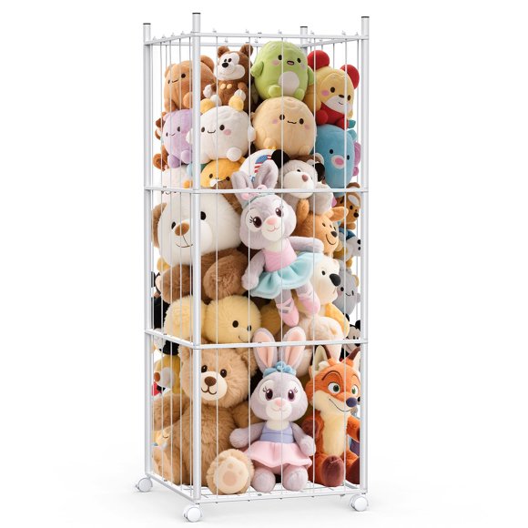 Almacenamiento para animales de peluche GoKeda, tamaño extra grande, metal, color blanco