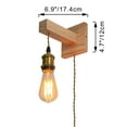 thumbnail image 3 of FSLiving Boho Style Wooden Handle Wall Sconce Adjustable Height Hanging Light with 8.2ft Plug-in UL Brown Twisted Cord, Dimmable Farmhouse Wall Mounted Lighting Fixtures for Home Decor - 2 Lights, 3 of 8