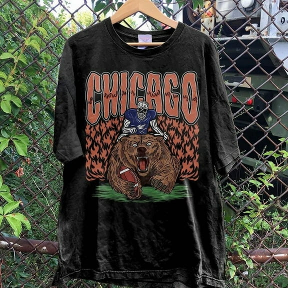 Chicago Football Skull Vintage Shirt Gift for Fan