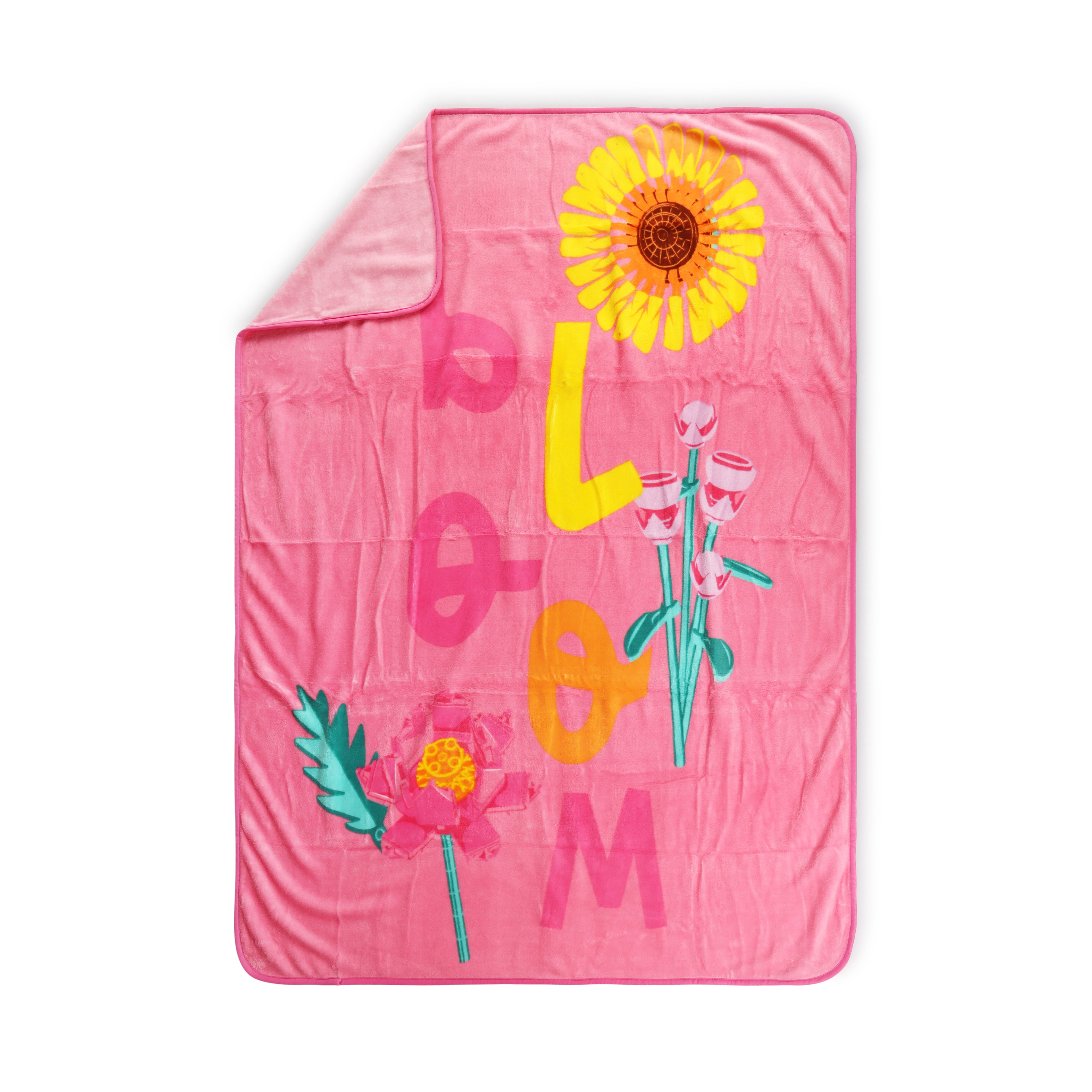 LEGO® Floral(s) Quilted Floral Kids Throw Blanket, Coral Fleece, Pink, 46 x 60, LEGO®
