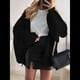 thumbnail image 4 of Suéteres Tipo Cárdigan Extragrandes para Mujer, Otoño 2025, de Punto, con Mangas Largas Tipo Farol y Frente Abierto, Ligeros. Negro L, 4 of 10