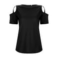 thumbnail image 6 of Summer Tops for Women Spandex T Shirts for Women Plain Loose T Shirts Lightweight Shirt Shirt Polyester Spandex Womens Tops Short Sleeve Loose Fit Short Sleeve Stretch Black XL, 6 of 8