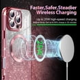 thumbnail image 4 of Casetego for iPhone 16 Pro Case,Compatible with MagSafe,Clear Magnetic Glitter Gradient Sparkle Luxury Plated Soft TPU Bumper Full Camera Lens Protector,Rose Gold, 4 of 7