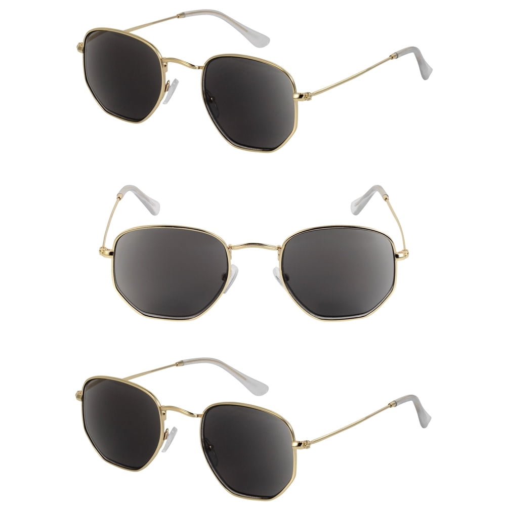 SIBERIAN 100% Real Glass Black Hexagon Metal Sunglasses  display picture 1