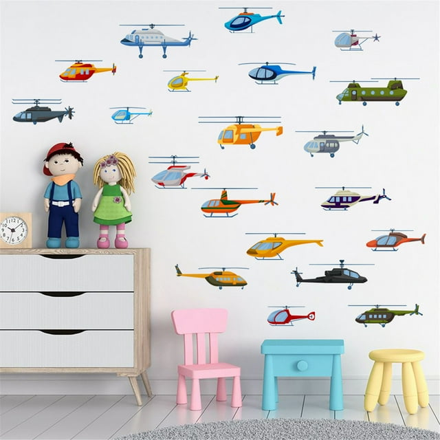 TIMIFIS Wall Stickers Multi-Type Helicopter Wall Stickers Room Living Room Bedroom Wall Stickers Home Decor