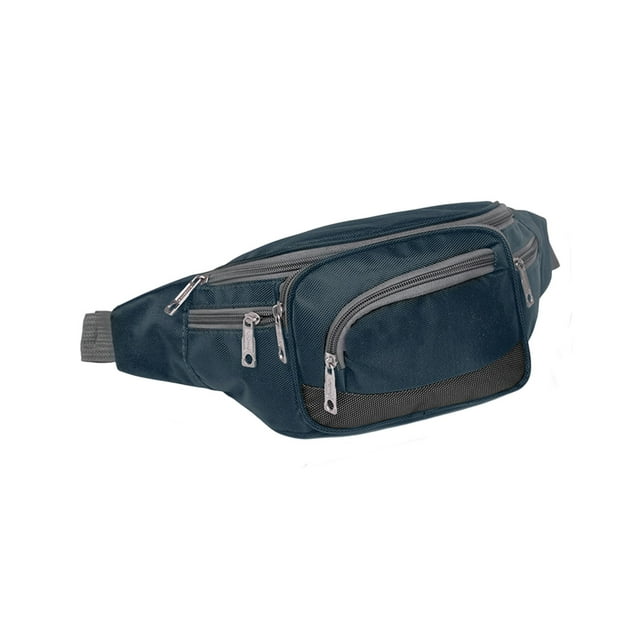 Waist Bag for Men Multiple Pockets Solid Color Large Capacity Zip up Nylon Chest Bag Blue