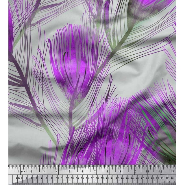 Soimoi Rayon Fabric Peacock Feather Fabric Prints By Yard 42 Inch Wide