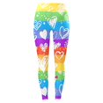 thumbnail image 4 of Bibifish Women's Yoga Pants Striped Color Block Rainbow Heart Print Elastic Waist Yoga Pants Breathable Gym Session Playful Leggings, 4 of 5