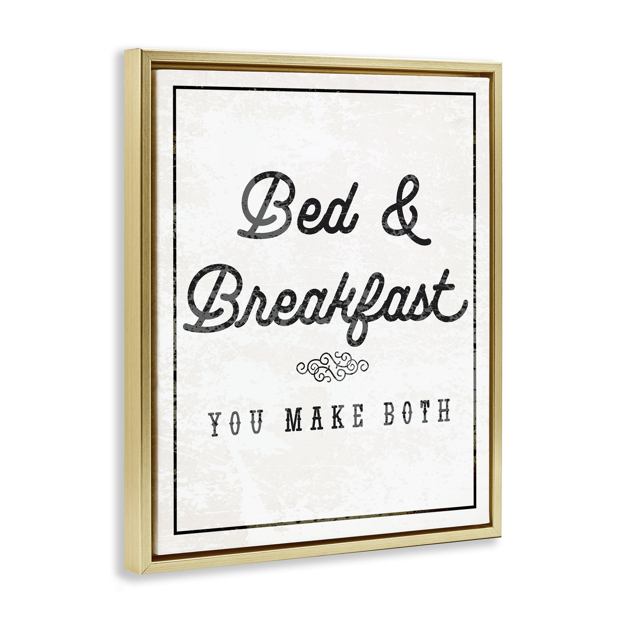 Stupell Industries Bed & Breakfast Humor Text & Numbers Painting Gold Floater Framed Canvas Art Print Wall Art, 25 x 31