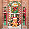 thumbnail image 3 of Gingerbread House Christmas Banner Festive Design Holiday Decoration Candy Cane Santa Claus for Christmas Party Holiday Event Home Decor, 3 of 7