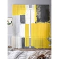 thumbnail image 3 of Abstract Art Sheer Curtains 84 Inches Long 2 Panels Black Yellow Geometric Graffiti Art Light Filtering Semi Sheer Window Curtains Drapes for Bedroom Living Room 52"x84", 3 of 7
