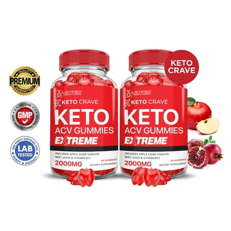 (2 Pack) Keto Crave Extreme ACV Gummies 2000mg Dietary Supplement 120 Gummys