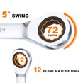 thumbnail image 5 of Uxcell 2pcs Ratcheting Combination Wrench 19mm Metric 12PT Cr-V Ratchet Wrench 72 Tooth and 5° Movement Gear Spanner, 5 of 8