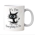 thumbnail image 2 of 1pc, It's Fine I'm Fine Everything Is Fine Coffee Mug, Funny Sarcastic Mug, Cat Lover Coffee Mug, 11 Ounce Novelty Coffee Cup, Double-sided Design, Gifts, Funny, Humor, Cartoon, Birthday, Holiday Gift, 2 of 9