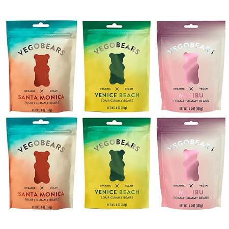 VegoBears Vegan Gummy Bears Variety Pack – Organic Gummy Bears, Vegan Gummies, Organic Candy, Vegan Candy, Gelatin-Free Gummies