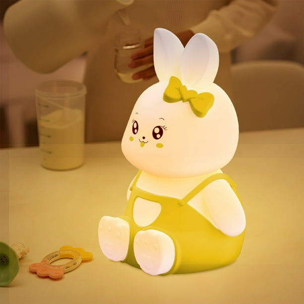 Lámpara de noche con forma de conejito, luz de noche para habitación infantil, recargable, ideal para dormitorio infantil, ideal como regalo, decoración de habitación infantil.