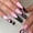 Black Pink Flame, variant on Colorful Feather & Diamond Design Long Coffin Press-On Nails - 24 Pcs Full Cover Acrylics with Gold Glitter