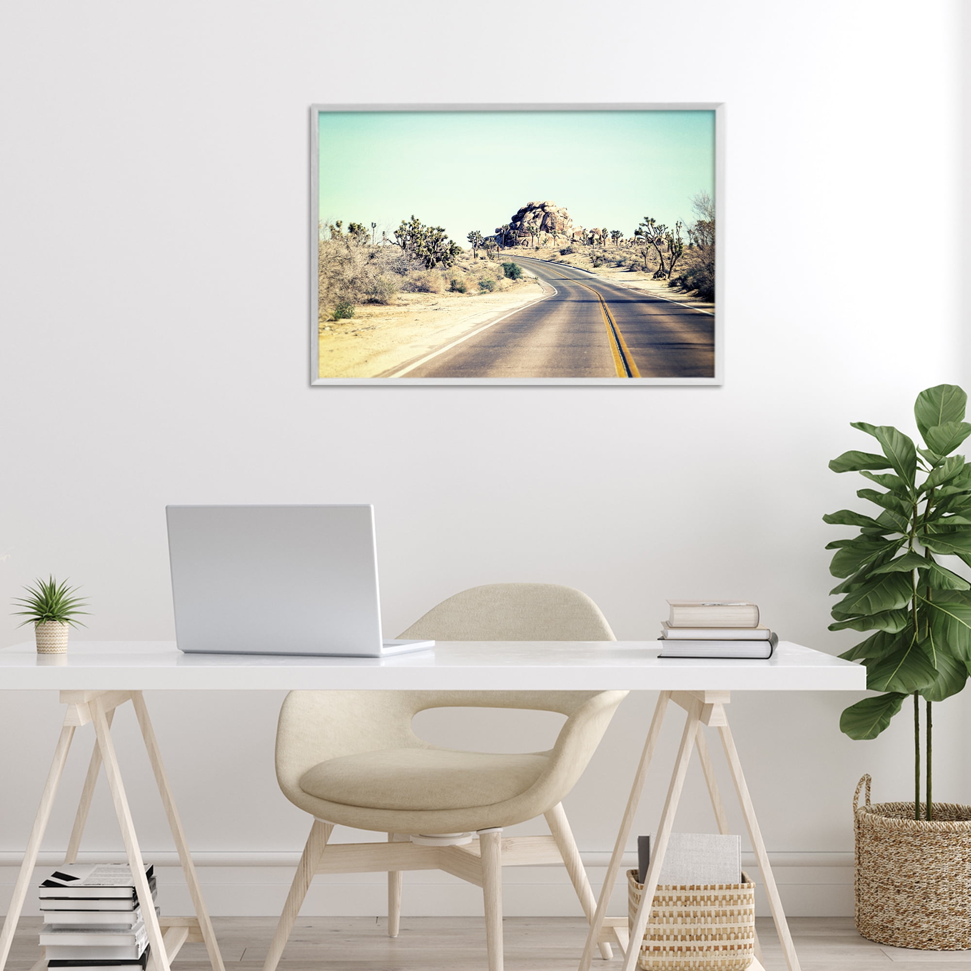 Road Trip Joshua Tree Park White Framed Giclee Art, design by Joseph S Giacalone