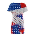 thumbnail image 4 of Birdeem Robe d'Été à Imprimé pour Femme, Fête de l'Indépendance, Décontractée, à Blocs de Couleur, à Manches Courtes, à Col Rond, 4 of 5
