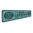 thumbnail image 3 of Surf Lessons Sign, Dawn Till Dusk Private or Group Surfing Sign, Custom Beach Location Aluminum Decor - 4x18 inches, 3 of 4