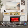 thumbnail image 3 of Duerer Fireplace TV Stand with Charging Station and LED light for TVs up to 80", Modern Entertainment Center with Sliding Barn Door, White, 3 of 8