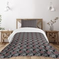 thumbnail image 3 of Ambesonne Jazz Music Quilted Bedspread Set 2 Pcs, Notes Clef Saxophone, Twin Size, Grey Black Red, 3 of 6