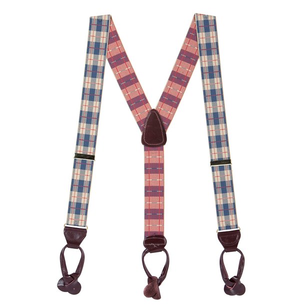 SuspenderStore Suspender Store 48 IN Beige Plaid Suspenders 1.5