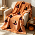 thumbnail image 5 of Halloween Flannel Throw Blanket, 59.05In X 78.74In, Warm Pastoral Style Holiday Cover, Fuzzy Skin‑Friendly Accent For Sofa, Dorm & Leisure Room, 5 of 5