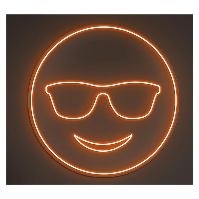 Letrero De Neón LED Con Gafas Sol Y Cara Sonriente, Emoji Feliz, Decoración Pared Para Habitación Infantil, Dormitorio, Guardería 40cm