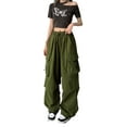thumbnail image 6 of Coduop Women Wide Leg Sweatpant Cargo Pants,Elastic Waist Loose Casual Long Trousers,with Pockets, 6 of 9