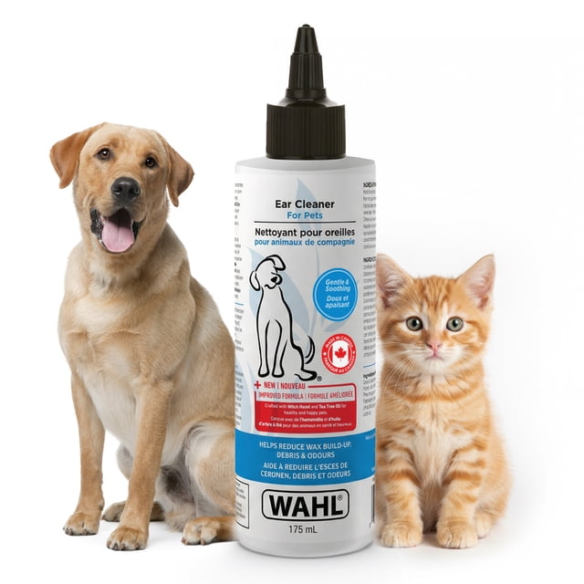 Wahl Dog Ear Cleaner – Gentle Ear Cleaning Solution with Baking Soda & Eucalyptus Extract, Removes Wax & Debris, Fresh Scent for Routine Pet Care, Model-58592