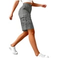 thumbnail image 5 of HKYNLAG Bermuda Cargo Shorts for Women Knee Length Casual Wide Leg High Waisted Hiking Work Summer Shorts with Pockets Gray L, 5 of 5