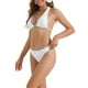 thumbnail image 4 of Conjuntos de Bikini Ribeteados para Mujeres, 2 Piezas con Tirantes Anchos y Parte Inferior de Triángulo con Cierre en la Espalda, Trajes de Baño Pequeños Blancos, 4 of 5