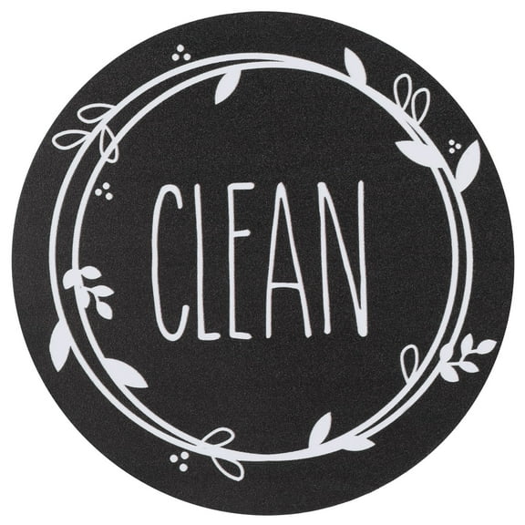 Uxcell Dirty Clean Dishwasher Magnet, Round Refrigerator Sign Magnet, Black