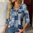 thumbnail image 4 of Uootdi Plaid Print Long Sleeve Shirts for Women V Neck Polka Dot T-Shirts Gift Casual Loose Fit Color Block Classic Fall Tunic, 4 of 6