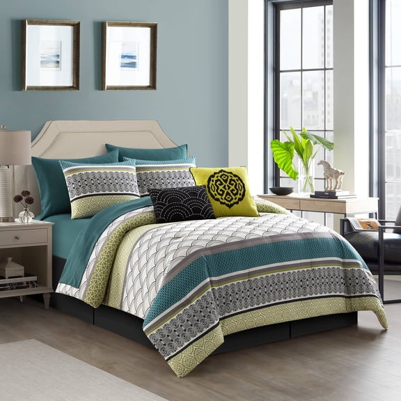 Nanshing Delia Microfiber 10-Piece Bed In A Bag Bedding Comforter Set, California King