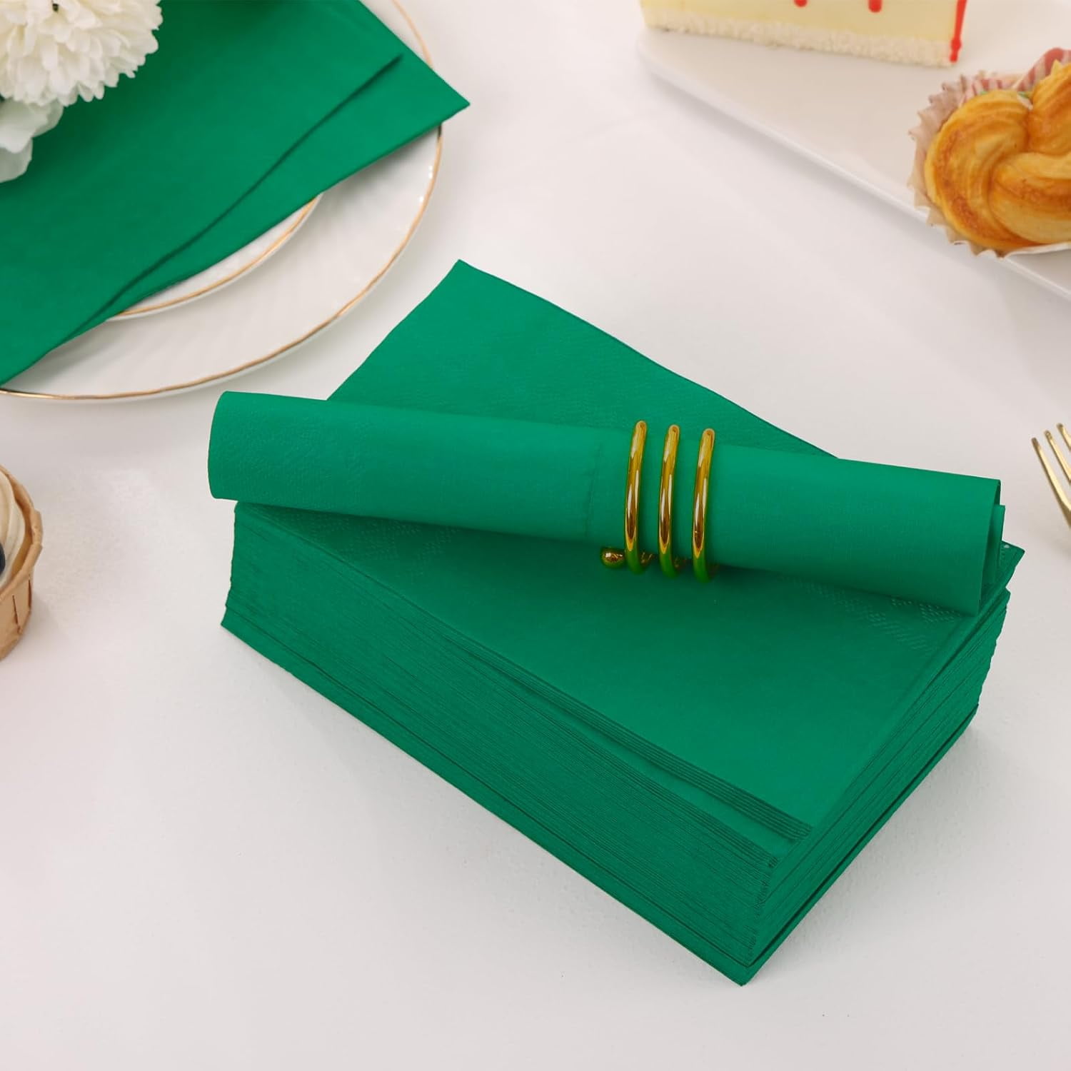 100 Pcs Green Paper Napkins Disposable - Green Guest Dinner Napkins for Bathroom Wedding Birthday Anniversary St. Patrick's Day Party