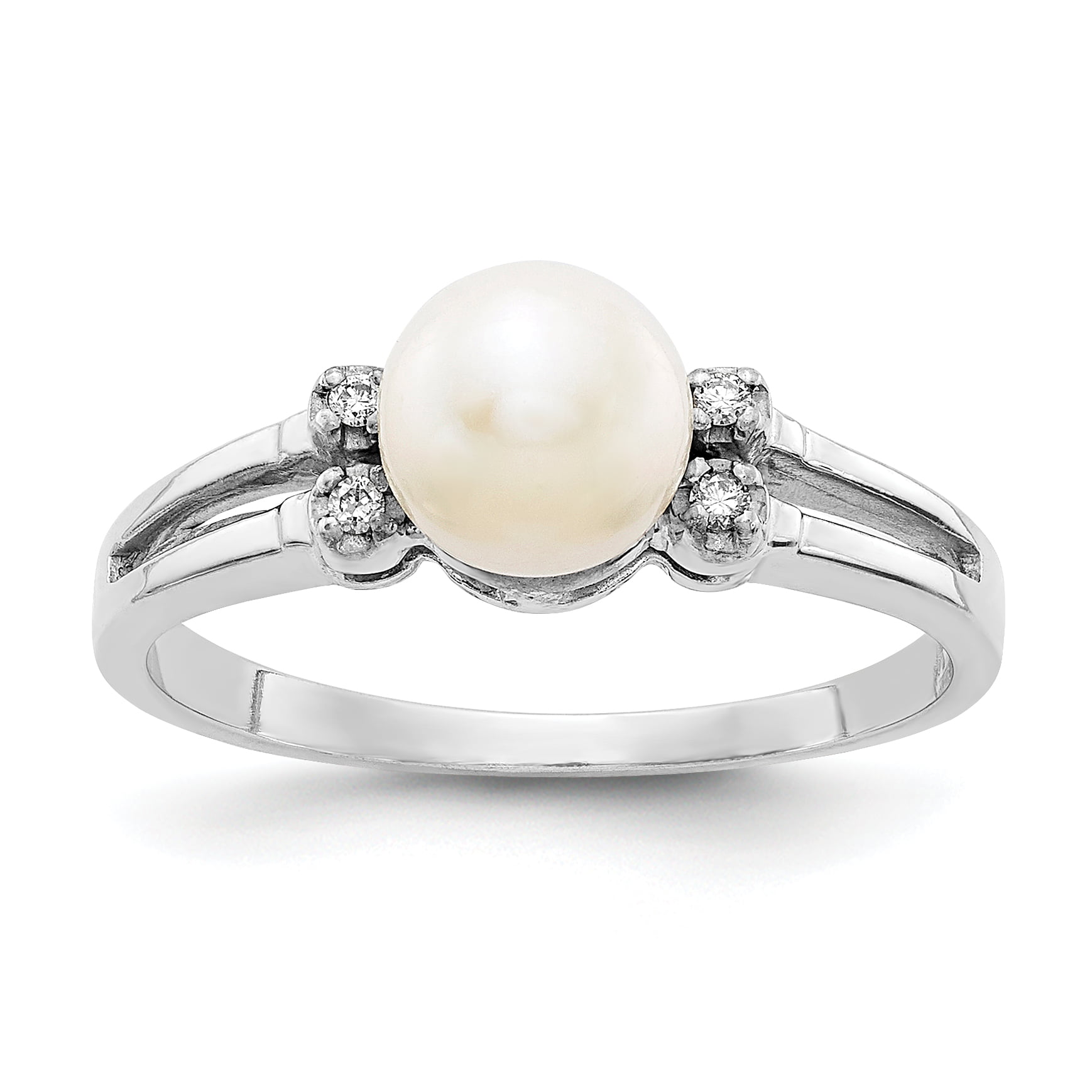 Mia Diamonds 14k White Gold 5.5mm FW Cultured Pearl Ring