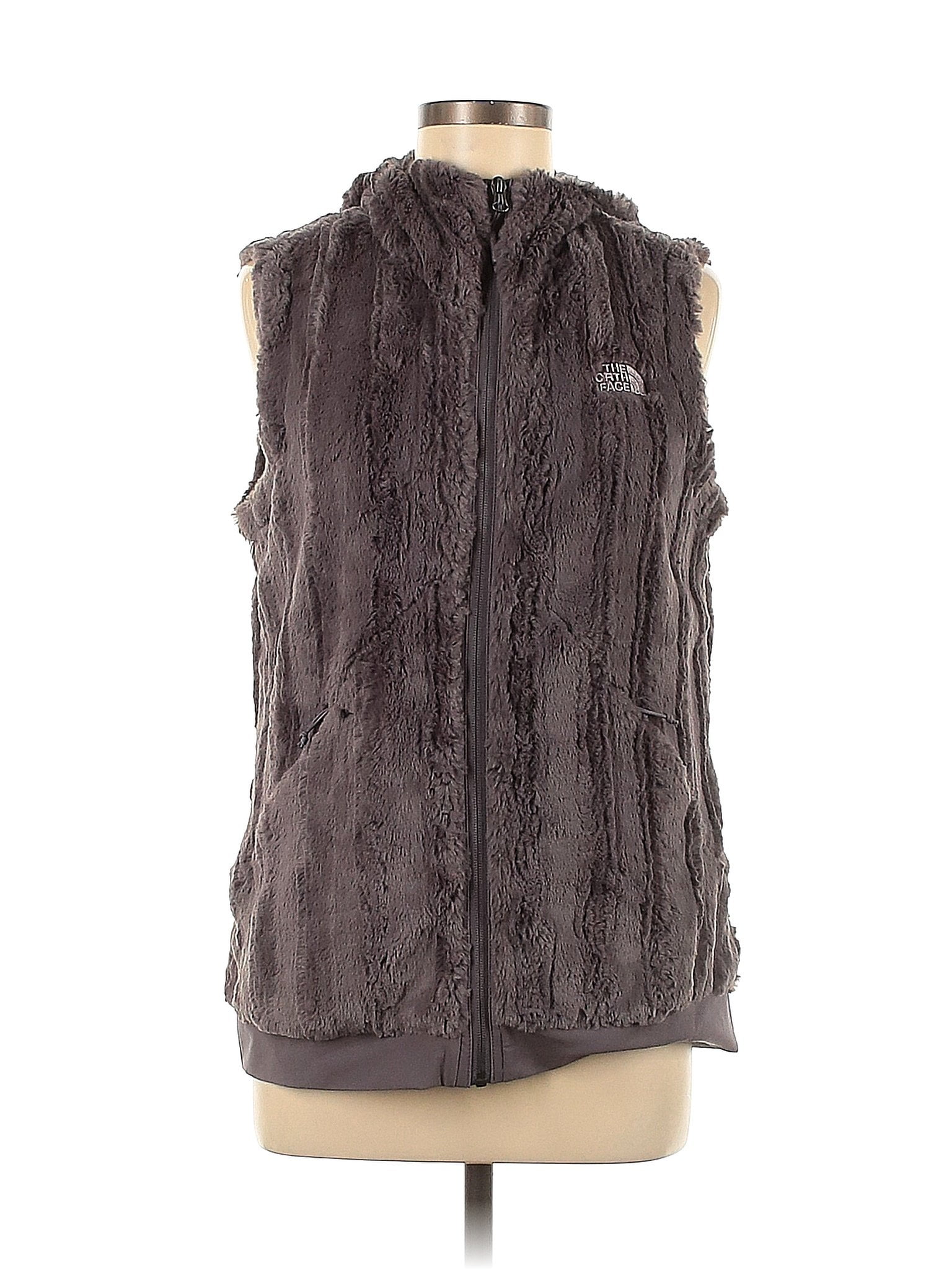 faux fur north face vest womens