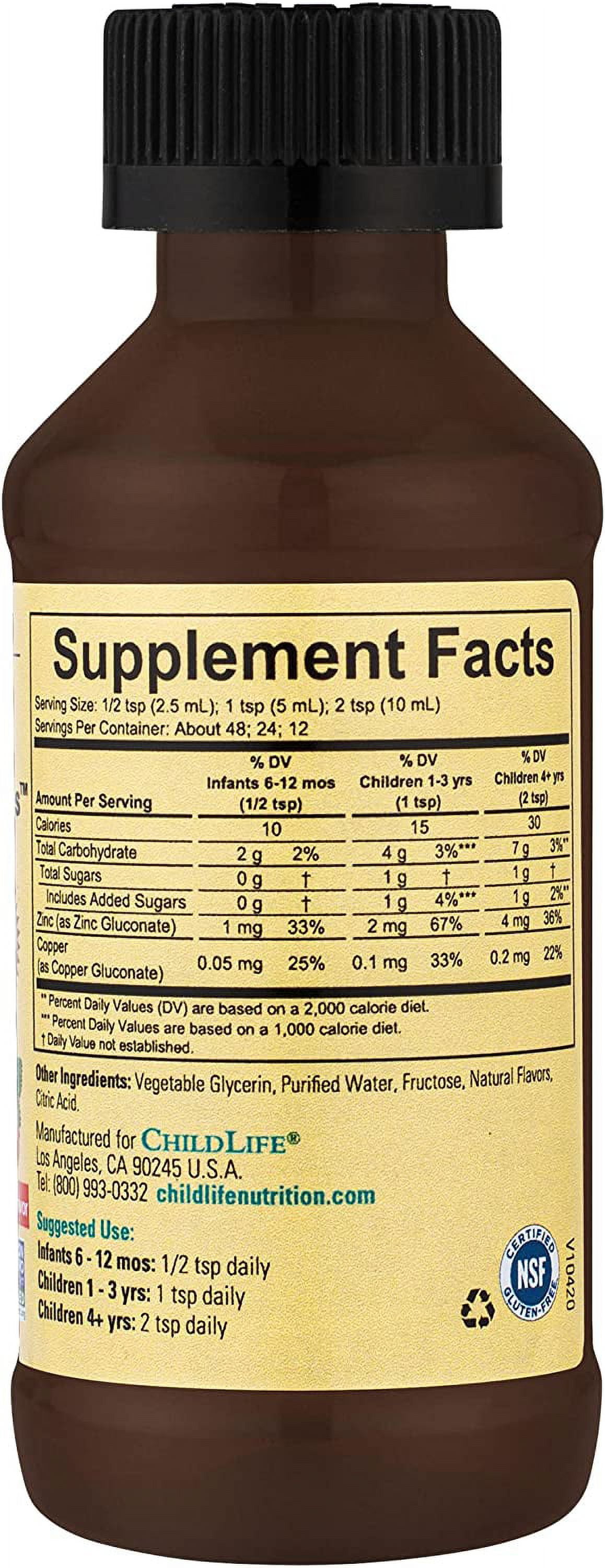 ChildLife Essentials Liquid Zinc Plus - Immune Support for Kids, Mango Strawberry Flavor, 4 Fl Oz (Pack of 3)