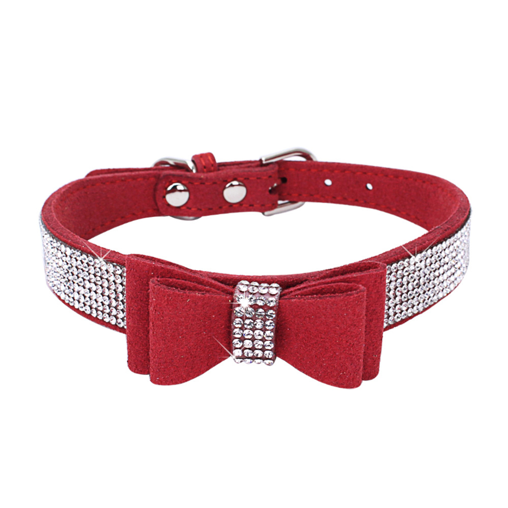 homeholiday Bling Crystal Cat Collar Metal Adjustable Puppy Bow Tie