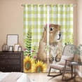 thumbnail image 3 of Kitchen Curtains 84 Inch Length 2 Panels, Groundhog Day Grommets Window Treatment Curtain, Yellow Plaid Sunflower Spring Floral Thermal Curtains Drapes for Living Room/Bathroom, 3 of 9