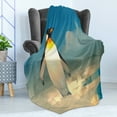 thumbnail image 4 of Penguin Soft Flannel Fleece Throw Blanket, Arctic Animal on Ice Antarctica Solar Climate North Wilderness Nature, Cozy Plush for Indoor and Outdoor Use, 50" x 70", Cream Azure Blue, by Ambesonne, 4 of 5